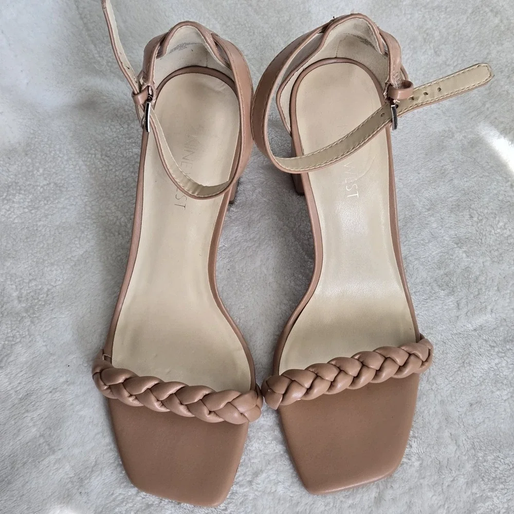 Nine West Beige Braided Strap Heels - Picture 4 of 9
